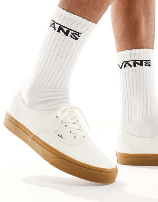 Vans Authentic - Sneakers bianco sporco con suola in gomma, 4 di 5