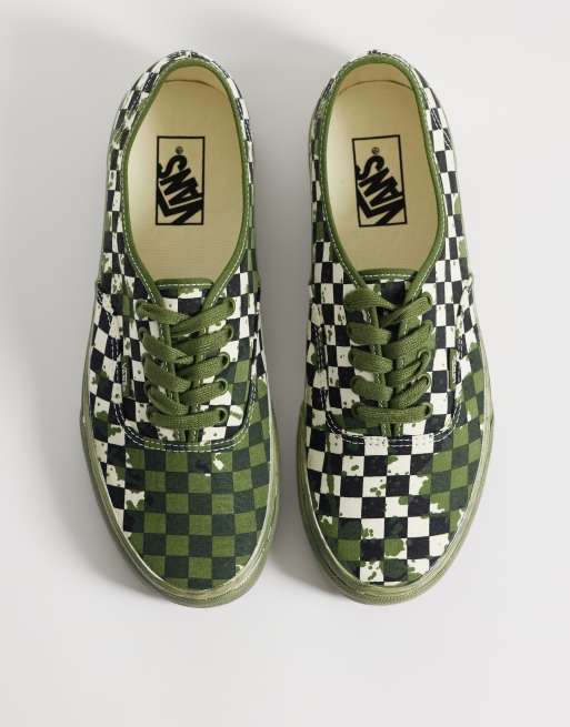 Vans Authentic sneakers in green checkerboard, 3 of 5