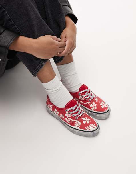 Vans Authentic - Sneakers met bladprint in rood - view 1