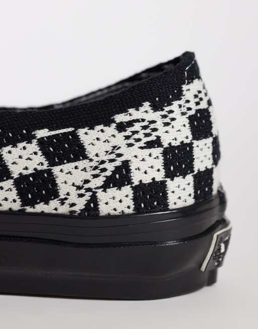 Vans Authentic - Sneakers met dambordmotief en zwarte zool in zwart en wit , 4 van 5