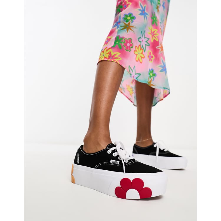 Vans nere shop con le rose