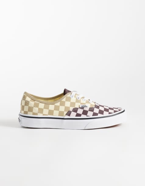 Vans Authentic sneakers w kratę w kolorze beżowym i fioletowym - view 1