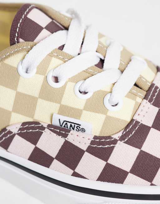 Vans Authentic sneakers w kratę w kolorze beżowym i fioletowym, 4 z 5