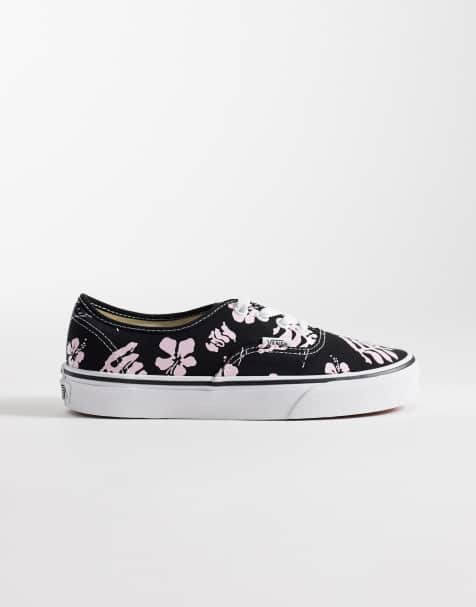 Vans Authentic - Sorte og hvide sneakers med bladprint - view 1