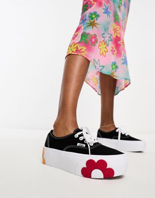 Vans Authentic Stackform oversized floral trainers in black