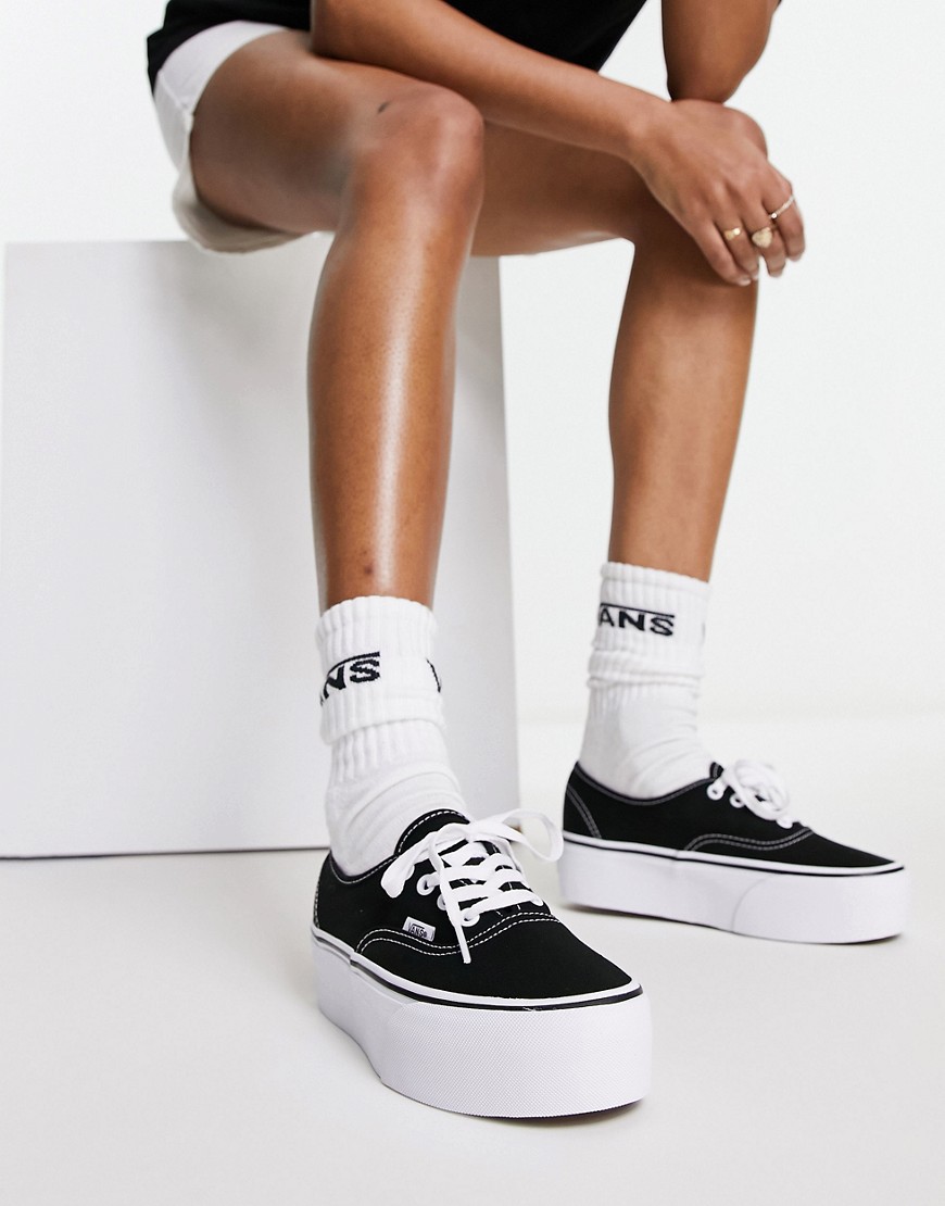 Vans Authentic Stackform Platform trainers in black and white