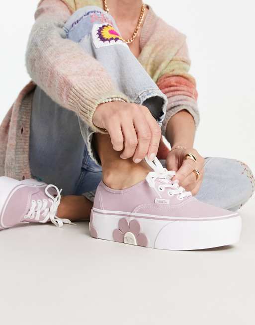 Vans Authentic Stackform sneakers with oversized flowers in lilac