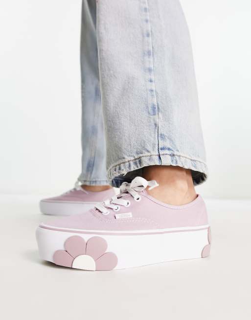 Vans Authentic Stackform sneakers with oversized flowers in lilac