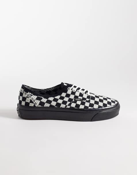 Vans Authentic – Svartvita schackrutiga sneakers med svart sula - view 1