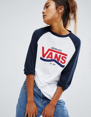 vans authentic t shirt boyfriend à manches raglan