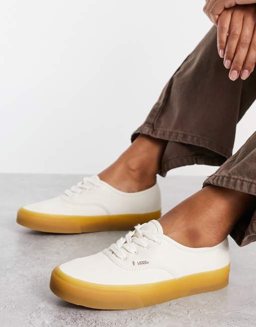 Vans Authentic Theory gum sole sneakers in off white