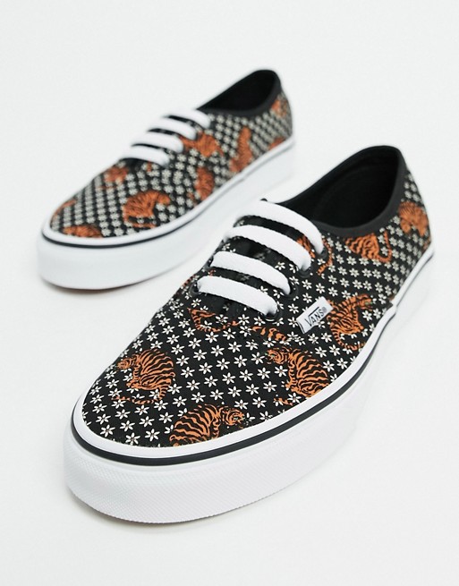 Vans Authentic Tiger Floral sneakers in black/white | ASOS