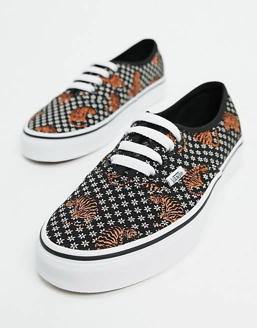 Vans Authentic Tiger Floral sneakers in black/white