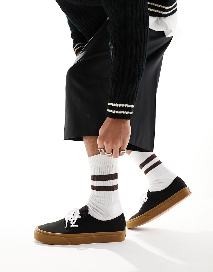 Vans Authentic trainers in black with gum sole