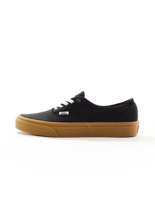 Vans Authentic trainers in black with gum sole