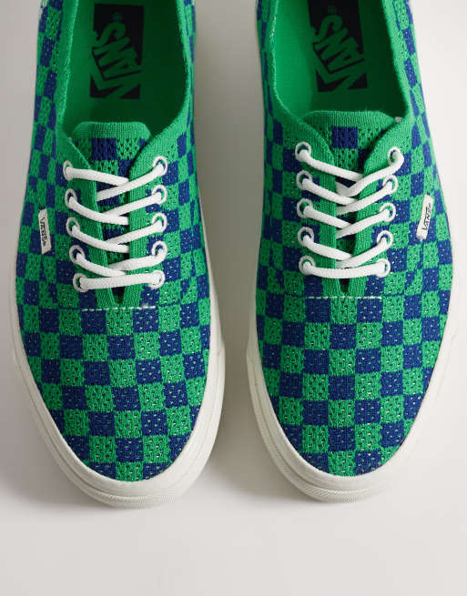 靴 VANS Authentic 44DX checkerboad green Vans Authentic trainers in green and navy checkerboard | ASOS