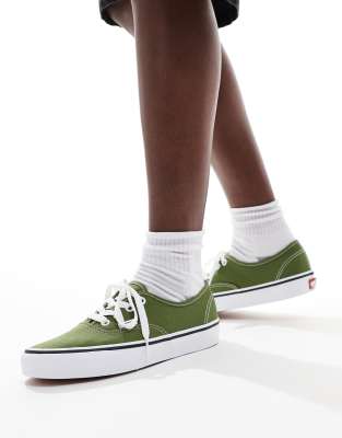 Vans authentic trainers in mid green and white