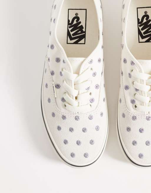 Vans Authentic trainers in white with floral embroidery, 2 of 5