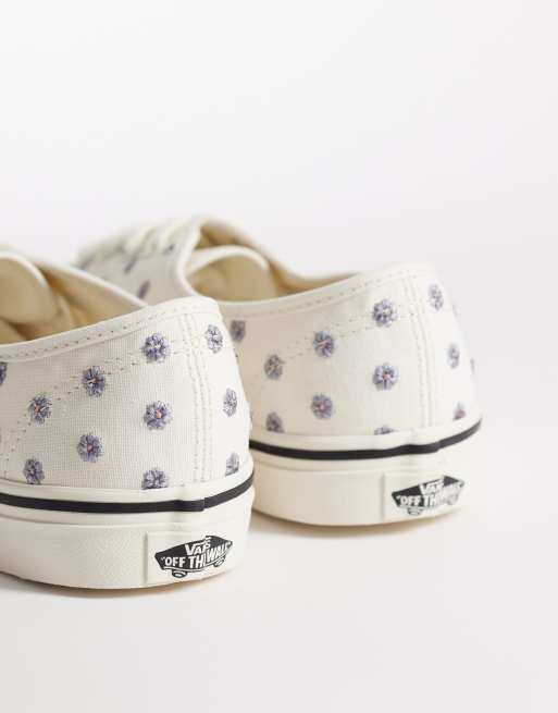 Vans Authentic trainers in white with floral embroidery, 3 of 5