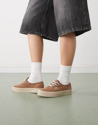 Vans Authentic - Wildleder-Sneaker in Mittelbraun mit Kreppsohle-Brown