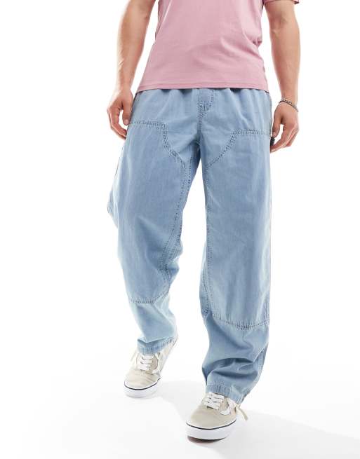  Vans baggy tapered carpenter trousers in light blue wash