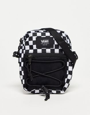 Vans bail flight shoulder bag in black checkerboard