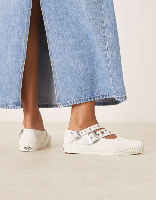 Vans - Ballerine Mary Jane bianche con fascette incrociate e fibbie, 4 di 4
