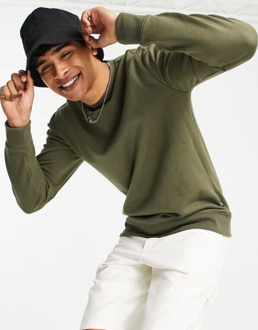 Vans Basic crewneck fleece sweatshirt in khaki ASOS