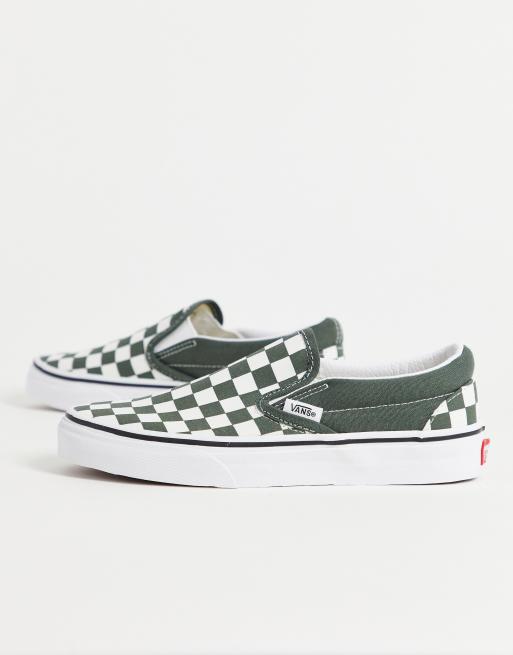 Vans Baskets enfiler motif damier Vert fonc