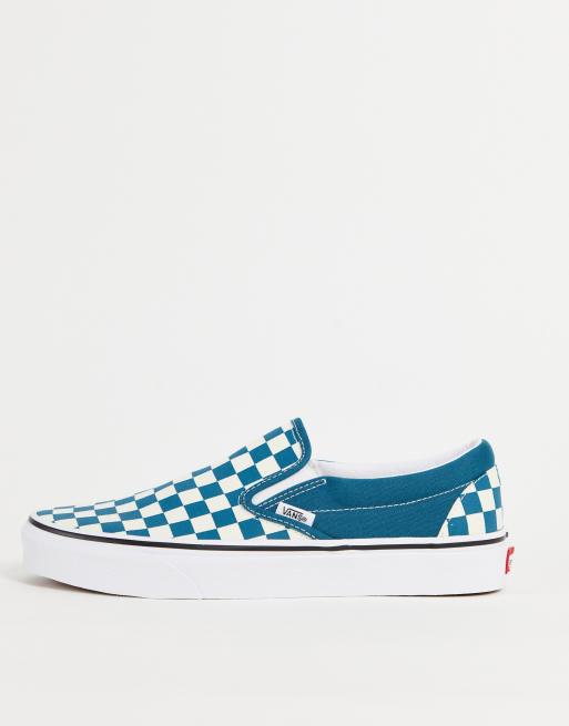 Vans Baskets sans lacets motif damier Bleu et blanc