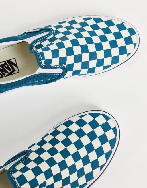 Vans Baskets sans lacets motif damier Bleu et blanc