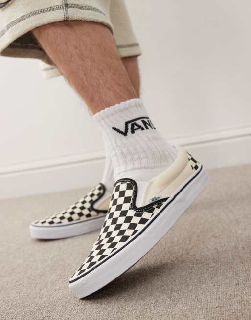 Vans Baskets sans lacets a motif damier Noir et blanc