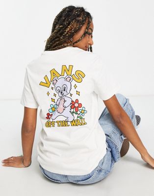 Vans bear with me back print t-shirt in off white