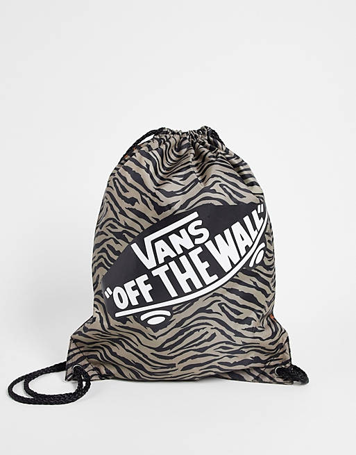 Vans Benched drawstring backpack in black zebra print | ASOS
