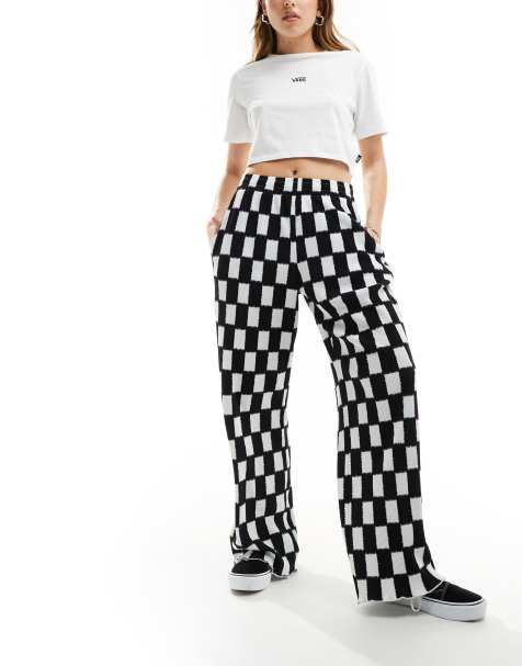 Black and White Plaid Pants Female High Waist Home Print Straight Wide Pants  Oversize Street Fashion Trousers Style S : : Clothing, Shoes &  Accessories