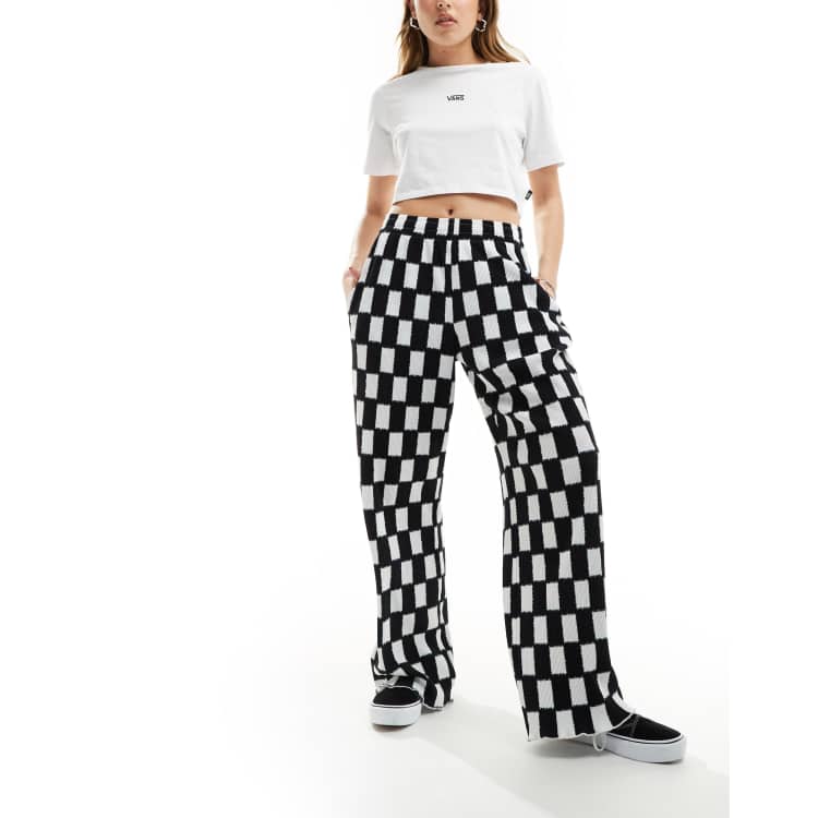 Vans benton wide leg trousers in black and white checkered ASOS