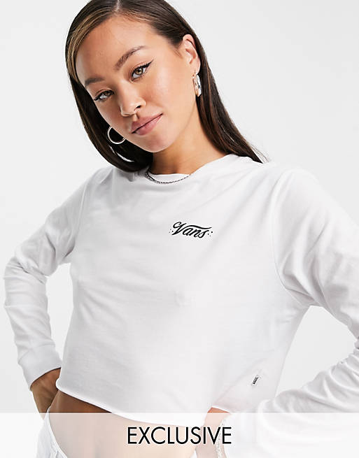 Vans Better Together Airbrush Cropped long sleeve t-shirt in white Exclusive at ASOS