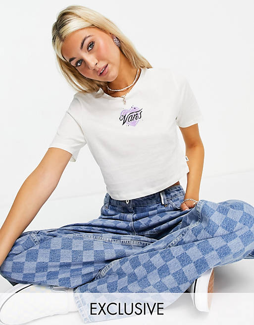 Vans Better Together Airbrush Logo Baby cropped t-shirt in white Exclusive  at ASOS | ASOS