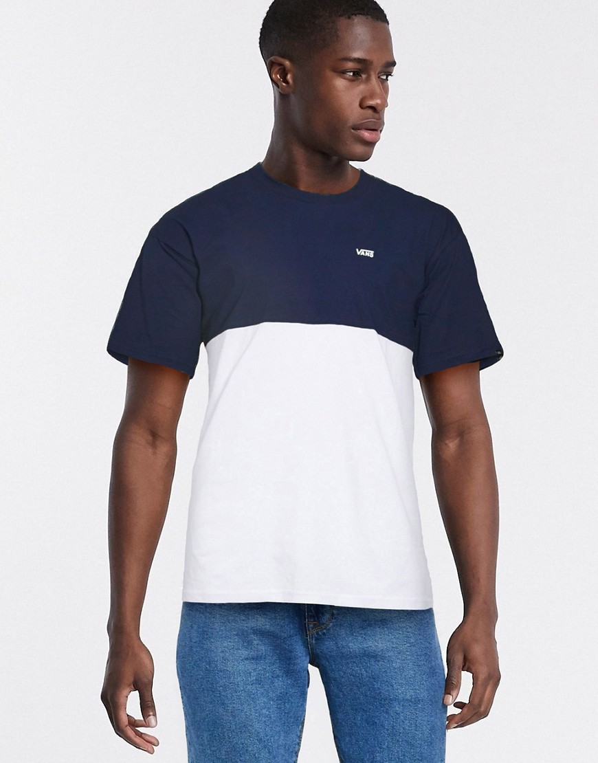 Vans – Blå och vit blockfärgad t-shirt