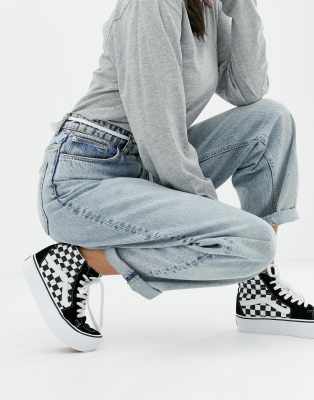 platform checkered vans high top