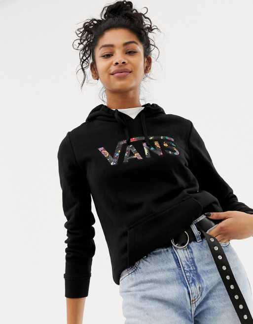 Black vans clearance hoodie womens