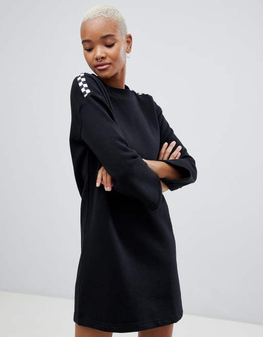 Vans Black Sweat Dress With Checkerboard Arms