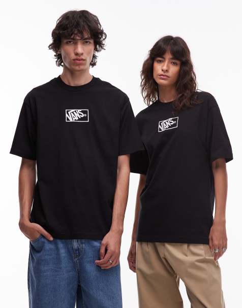 Vans blocked box central logo loose fit t-shirt in black - view 1