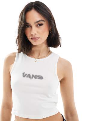 Vans - Blur - Figurbetontes Cropped Tanktop in Marshmallow-Weiß