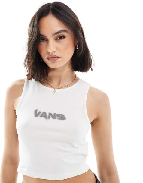Vans – Blur – Figurbetontes Cropped Tanktop in Marshmallow-Weiß - view 1