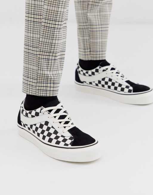 cream and black checkered vans