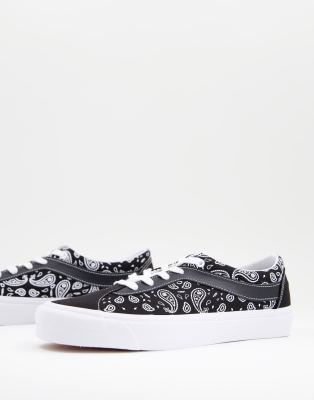 black and white paisley vans