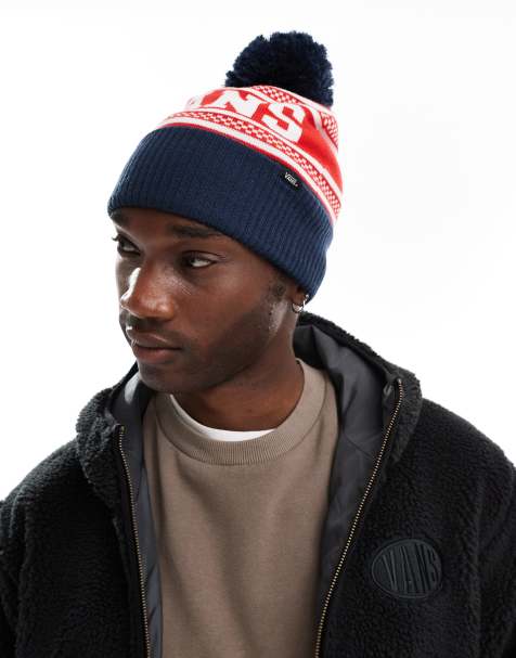 Vans - Bonnet à carreaux et pompon - Bleu et rouge - view 1