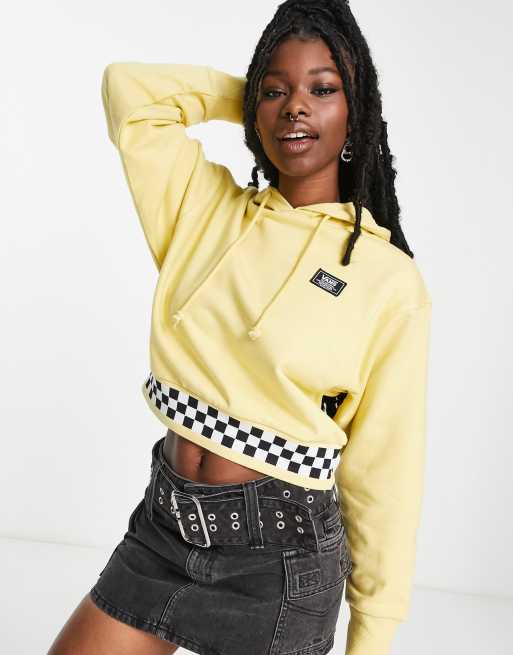 Yellow checkered store cropped hoodie