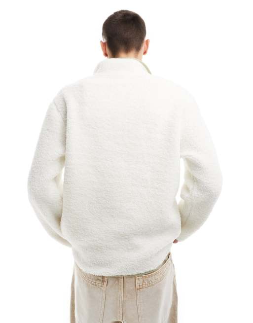 Vans boxed sherpa quarter zip sweater in off-white | ASOS